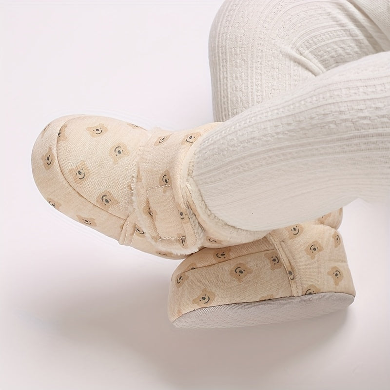 Chaussures et chaussettes d'hiver chaudes pour enfants, chaussures douces antidérapantes pour nouveau-né pour ramper et 
