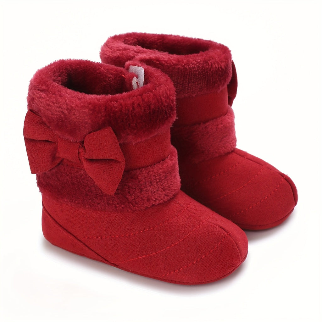 Bottes bébé chaudes hiver polyvalentes mode, avec nœud, 0-1 an — Monptitlou