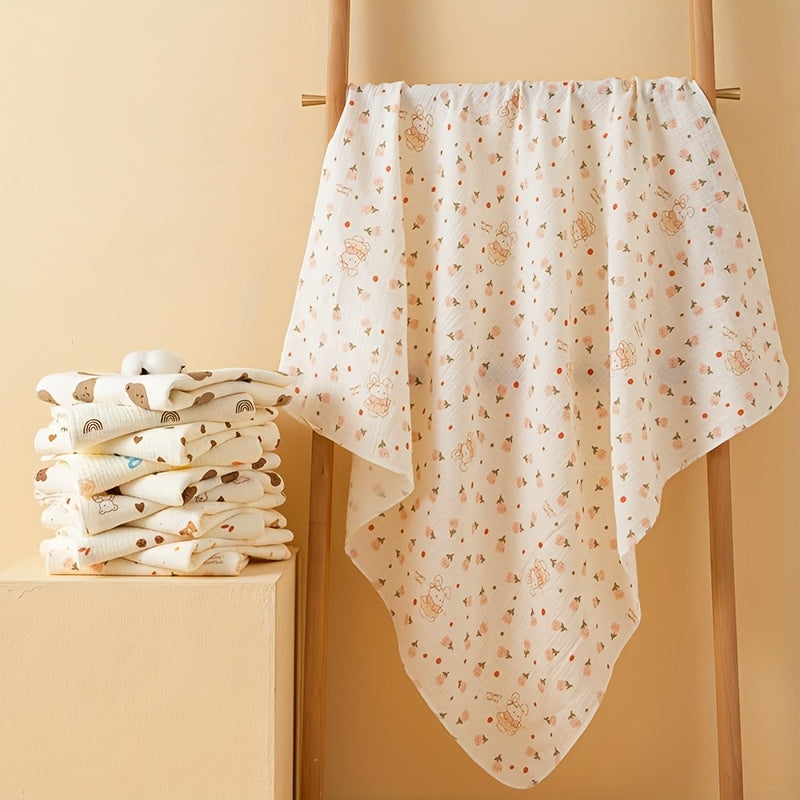 Lot de 3 langes bébé en gaze de coton, 4 motifs
