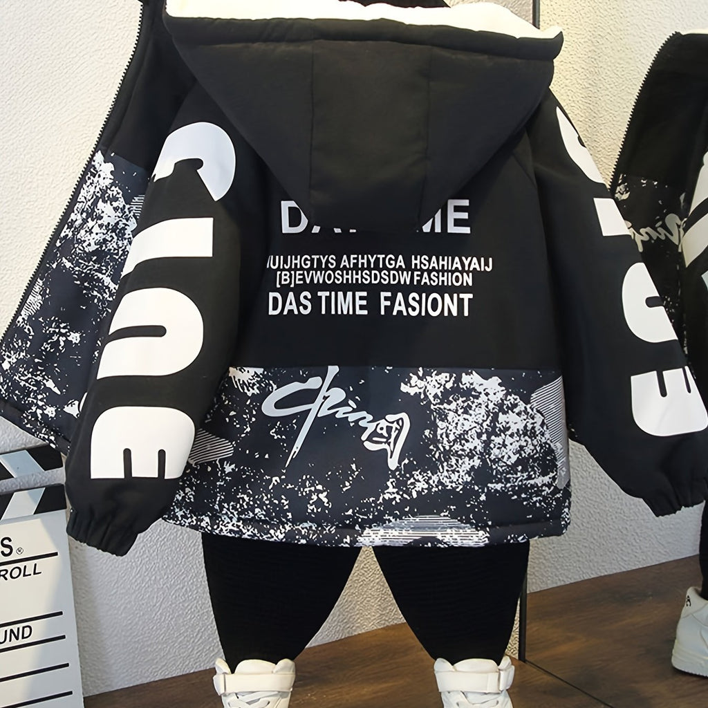 Veste d'automne/hiver pour garçons, doublée avec capuche — Monptitlou