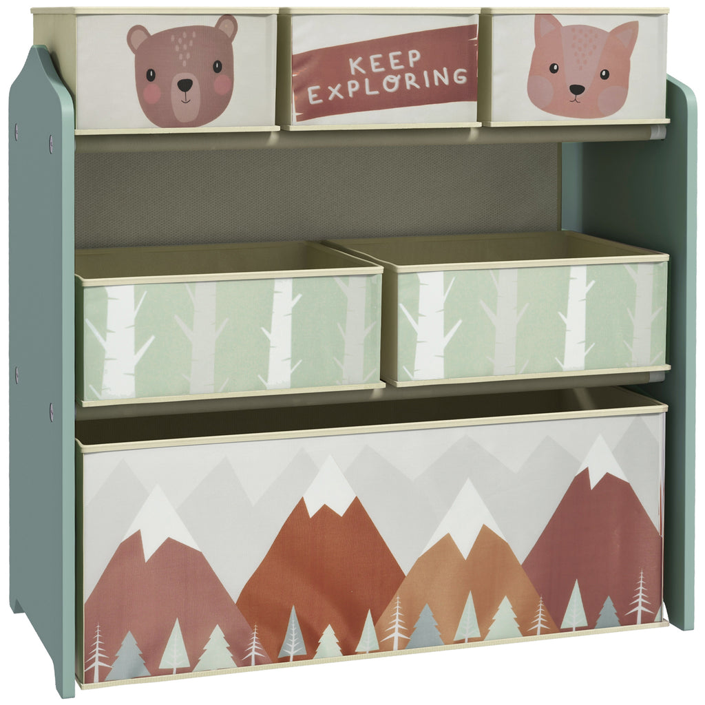 Commode enfant à 6 boîtes en tissu, motif montagne — Monptitlou