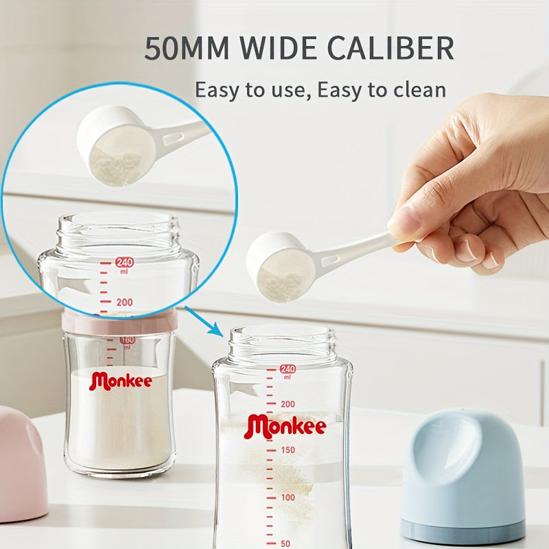 Biberon en verre 160 ml/240 ml, Col large, Verre épais, Anti-colique — Monptitlou