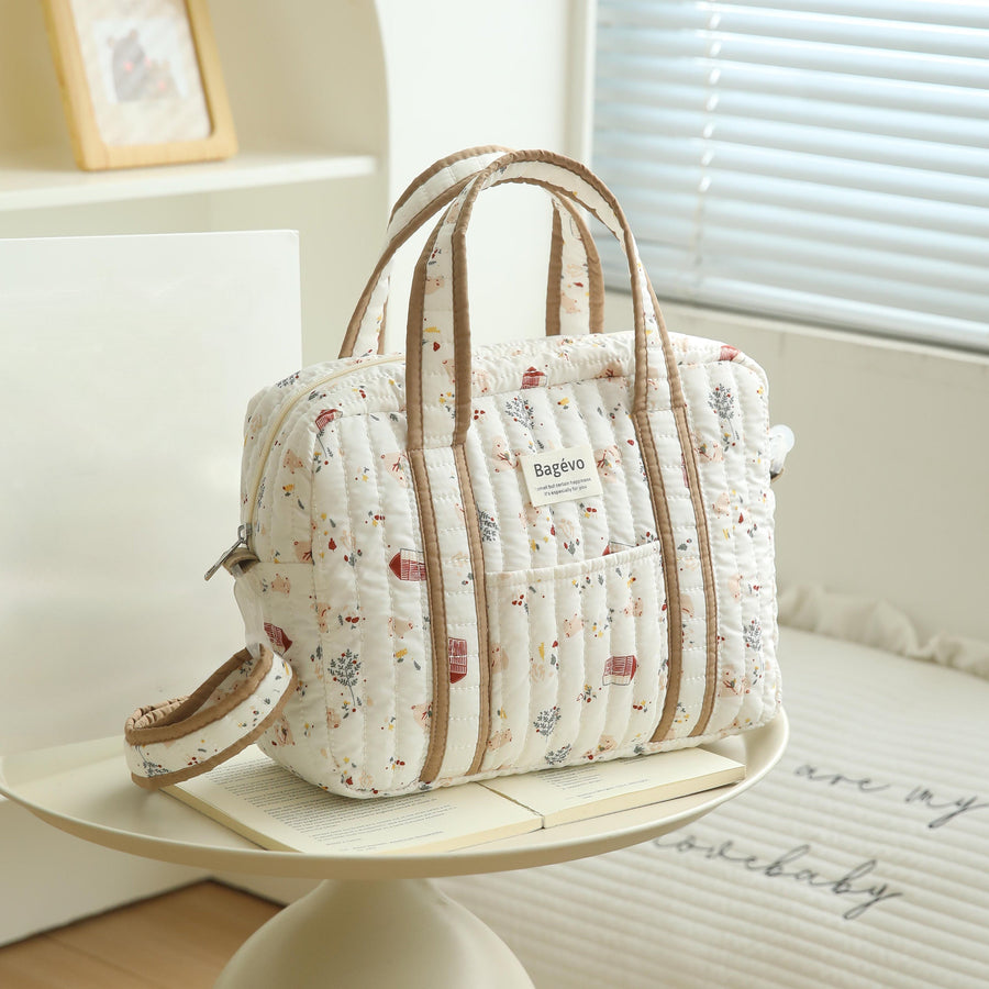 Sac fourre-tout mignon pour maman, motif floral et matelassé — Monptitlou