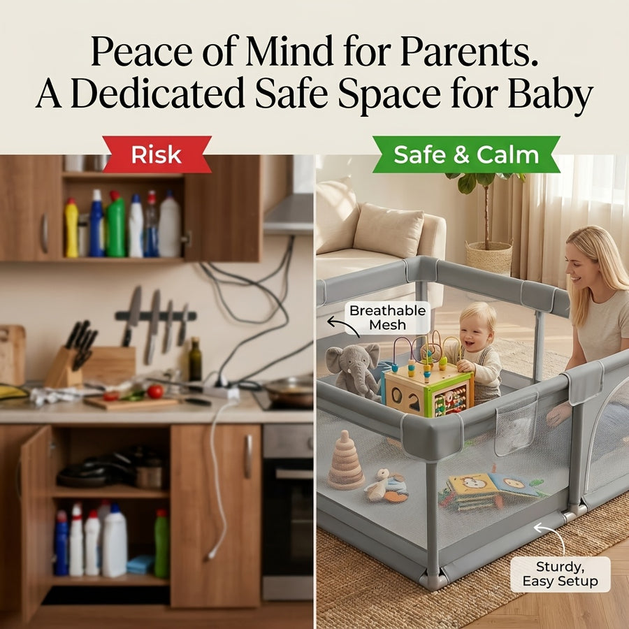 Grand parc de jeu pour bébé - centre d'activités solide et sûr avec — Monptitlou