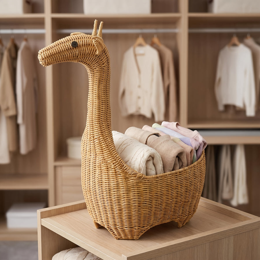 Panier de rangement en rotin tressé main girafe adorable pour chambre — Monptitlou