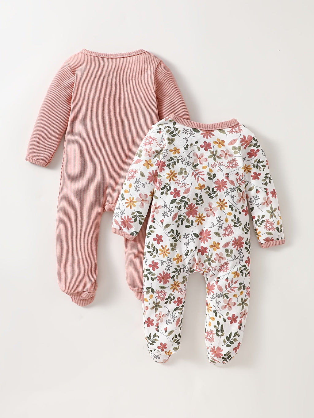 2 bodysuits pieds pour bébé fille, tissu doux — Monptitlou