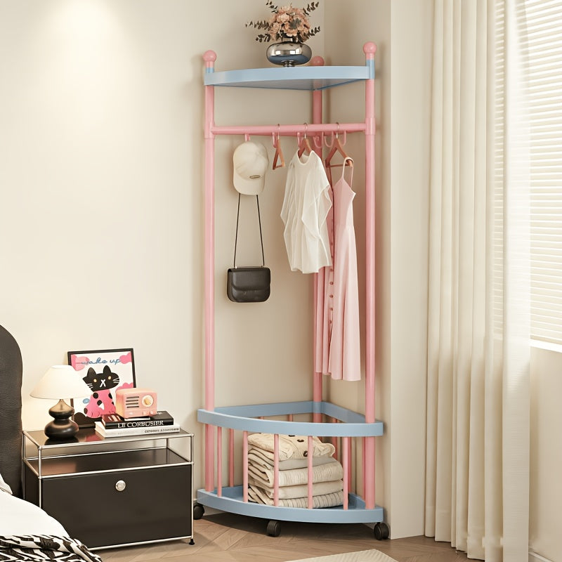 Porte-vêtements d'angle rotatif avec roulettes verrouillables — Monptitlou