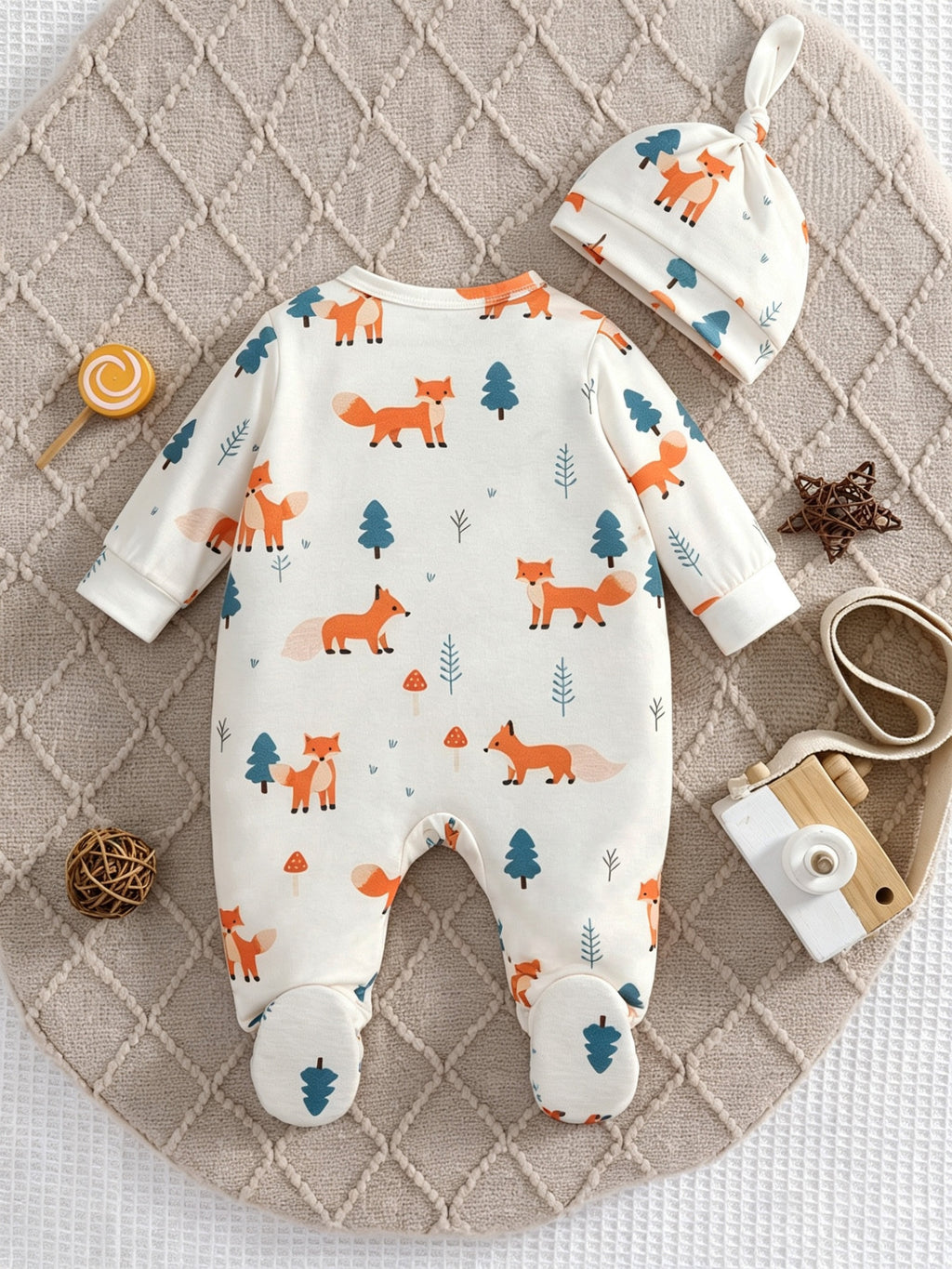 Combinaison longue manche à pieds ouverts avec chapeau — Monptitlou
