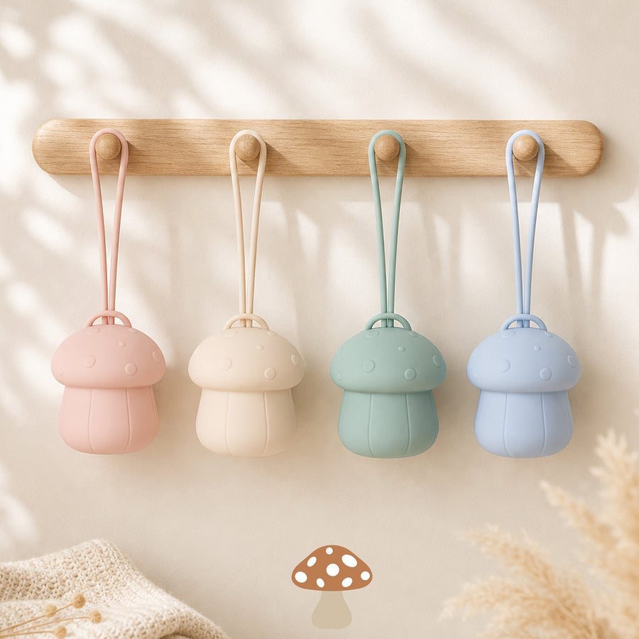 1pc Sac de Rangement Suspendu pour Poussette, Sac de Rangement pour Sucette en Silicone Champignon, Protecteur de Sucett