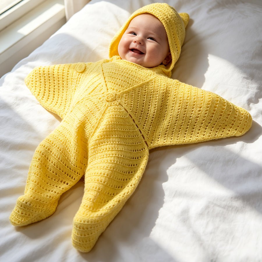Couverture d'emmaillotage pour bébé en crochet fait main en forme — Monptitlou