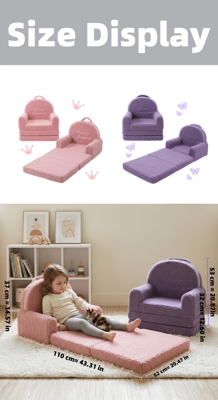 Canapé enfant pliable 2 en 1 convertible en lit — Monptitlou