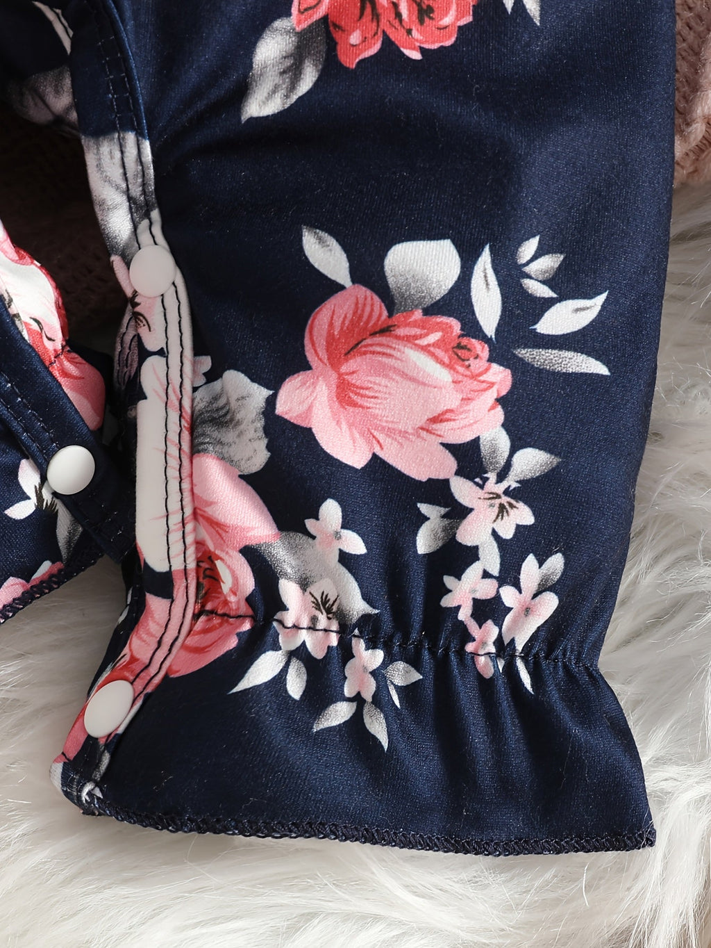 Combinaison à manches longues imprimée fleurs avec foulard — Monptitlou