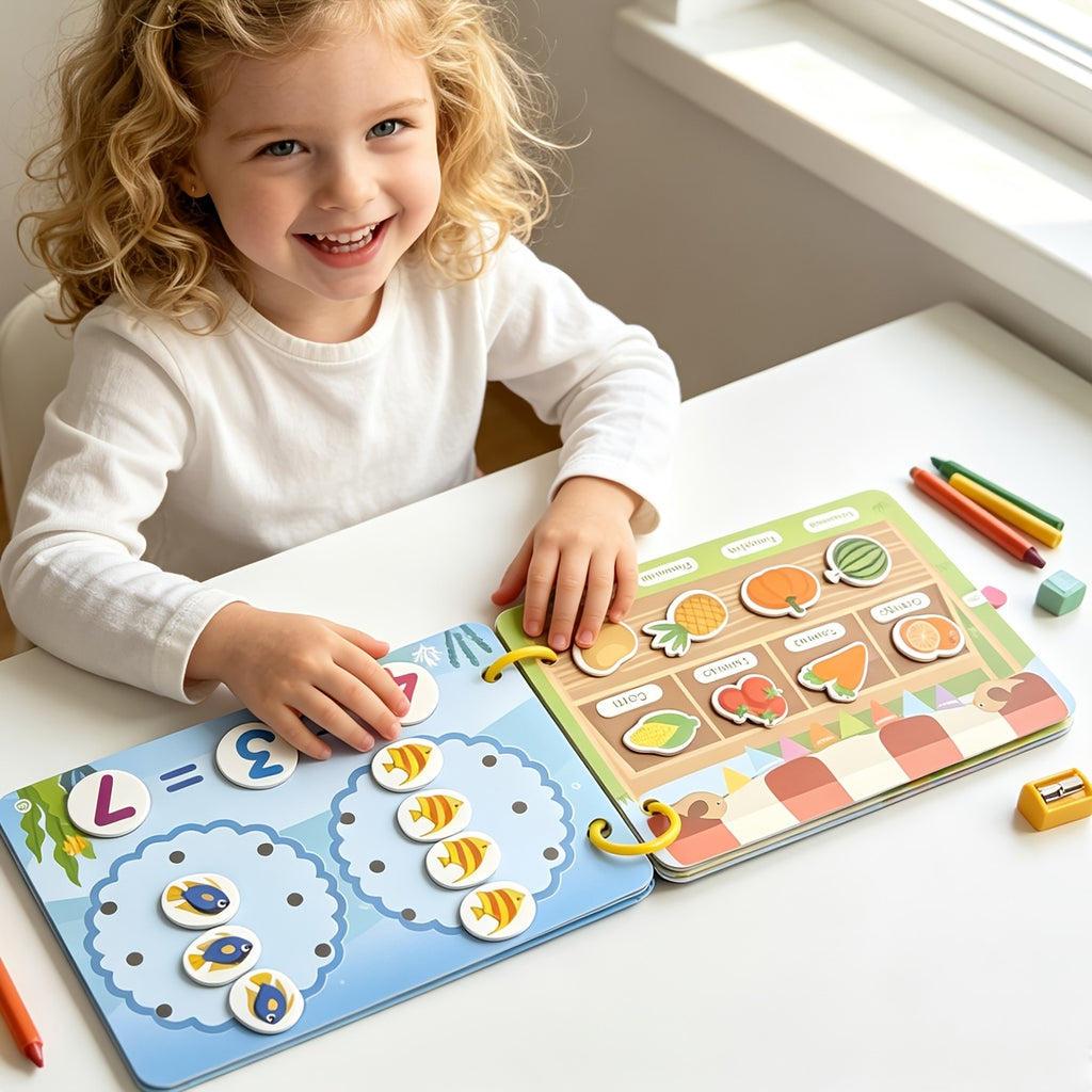 Livre d'activités autocollants interactif pour l'apprentissage précoce — Monptitlou