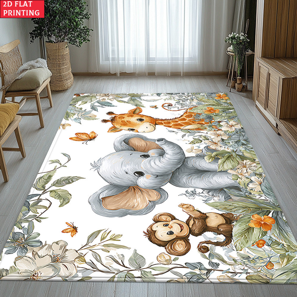 Tapis à motif animaux de la jungle en aquarelle, avec des girafes — Monptitlou