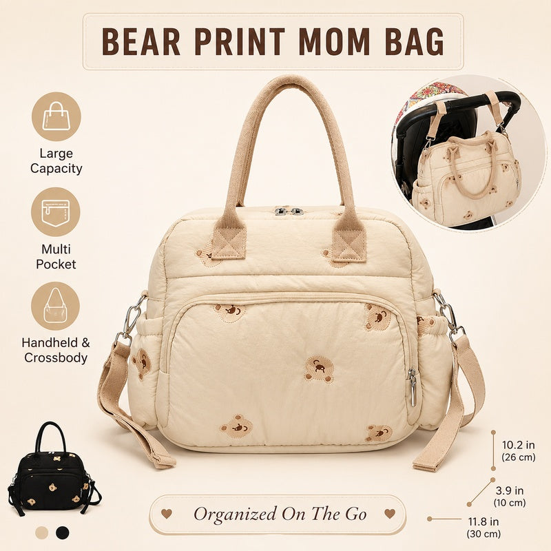 Un adorable sac de maman brodé avec un ours — Monptitlou