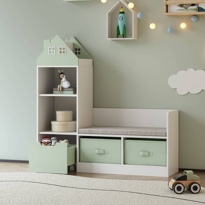 Banc Vipsali pour Enfants avec Étagère au Design Maison — Monptitlou