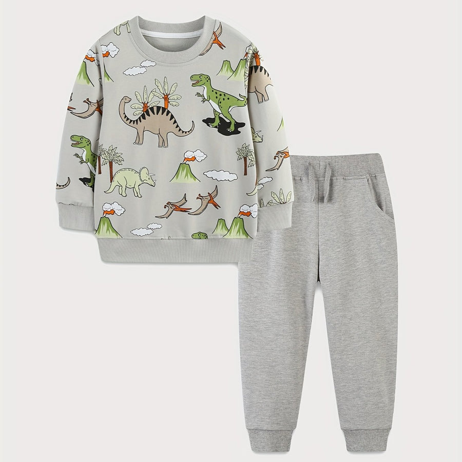 Ensemble mode garçon print dinosaure cartoon tendance printemps/automne — Monptitlou