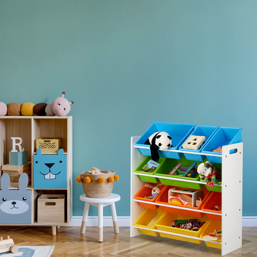 Étagère pour enfants avec boîtes colorées - (L)86 x (H)88 x (P)31 cm — Monptitlou