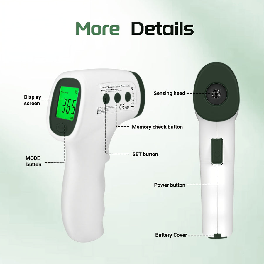 Thermomètre frontal et auriculaire sans contact, alarme de fièvre — Monptitlou