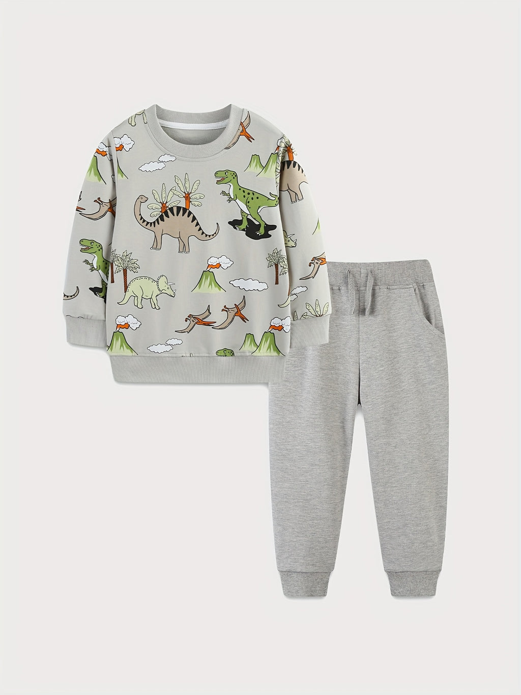 Ensemble mode garçon print dinosaure cartoon tendance printemps/automne — Monptitlou
