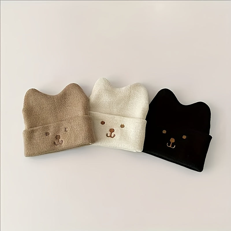 Bonnet en Coton Tricoté pour Tout-Petits avec Design Oreilles d'Ours — Monptitlou