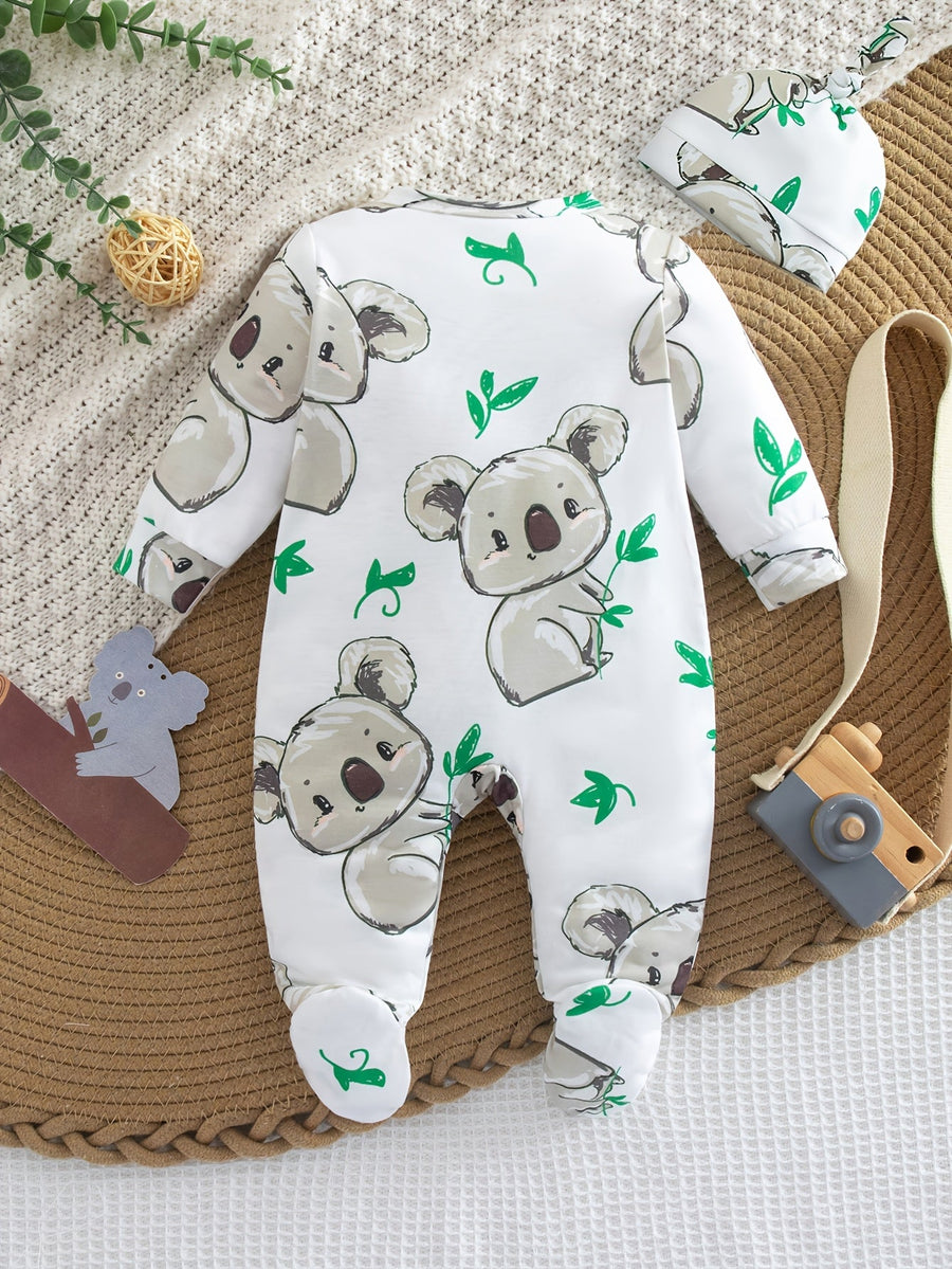 Combinaison bébé pieds doux koala feuille verte unisexe 0-9 mois — Monptitlou