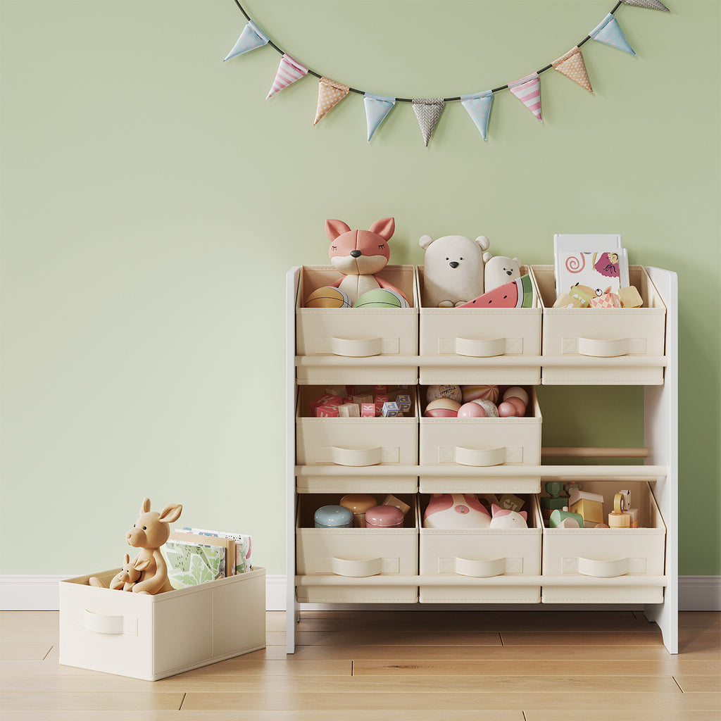 Étagère, 9 Boîtes de Rangement en Tissu Non-tissé, Spacieuse — Monptitlou