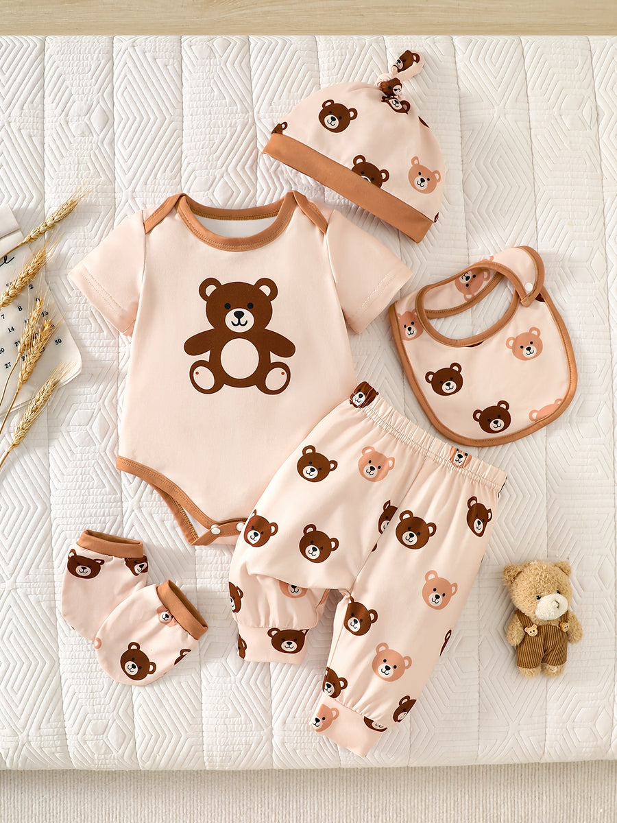 Ensemble 5 pièces bébé ours super mignon : bonnet triangulaire — Monptitlou