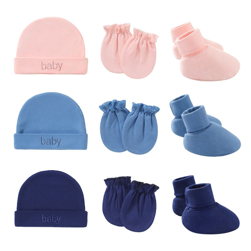 Ensemble 3 pièces pour bébé : bonnet à une couche pour nouveau-né — Monptitlou
