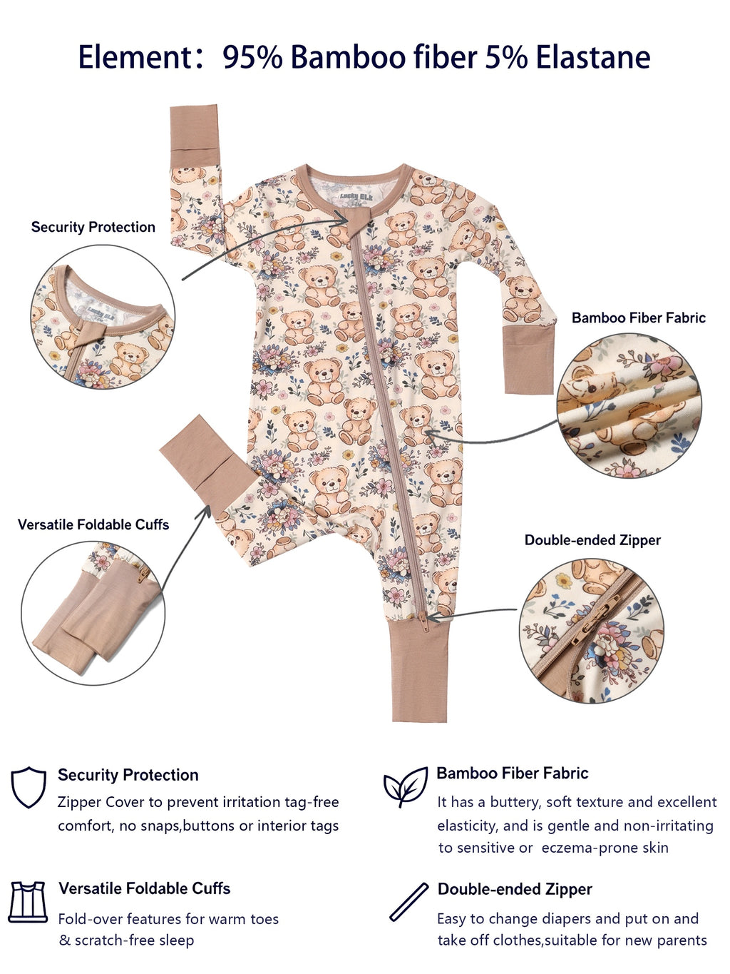 Grenouillère Bébé Garçon Fille en Fibre de Bambou — Monptitlou