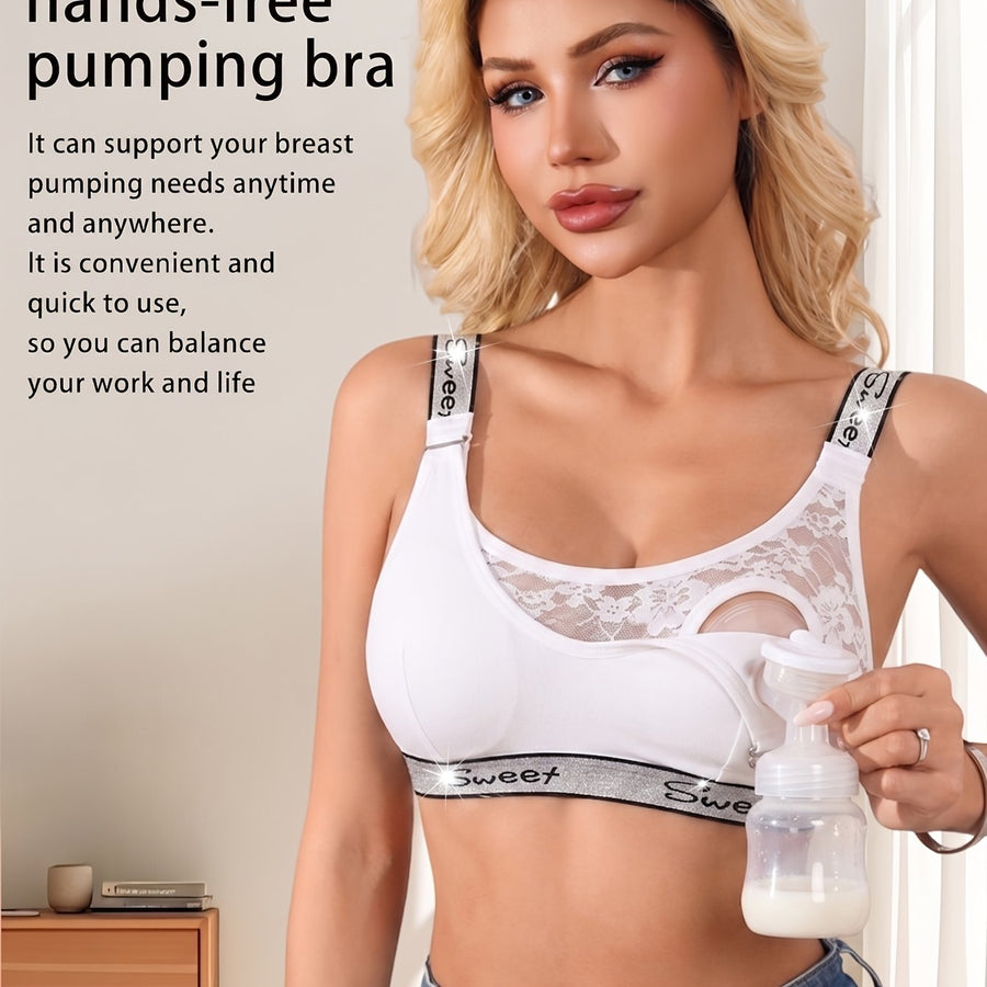 Nouveau soutien-gorge d'allaitement pour femme avec bordure en filet — Monptitlou