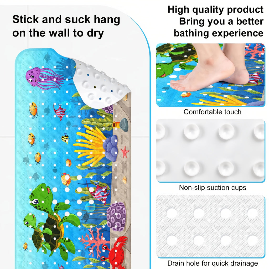 Tapis de baignoire antidérapant avec encoches, 40×100cm/16×39in — Monptitlou