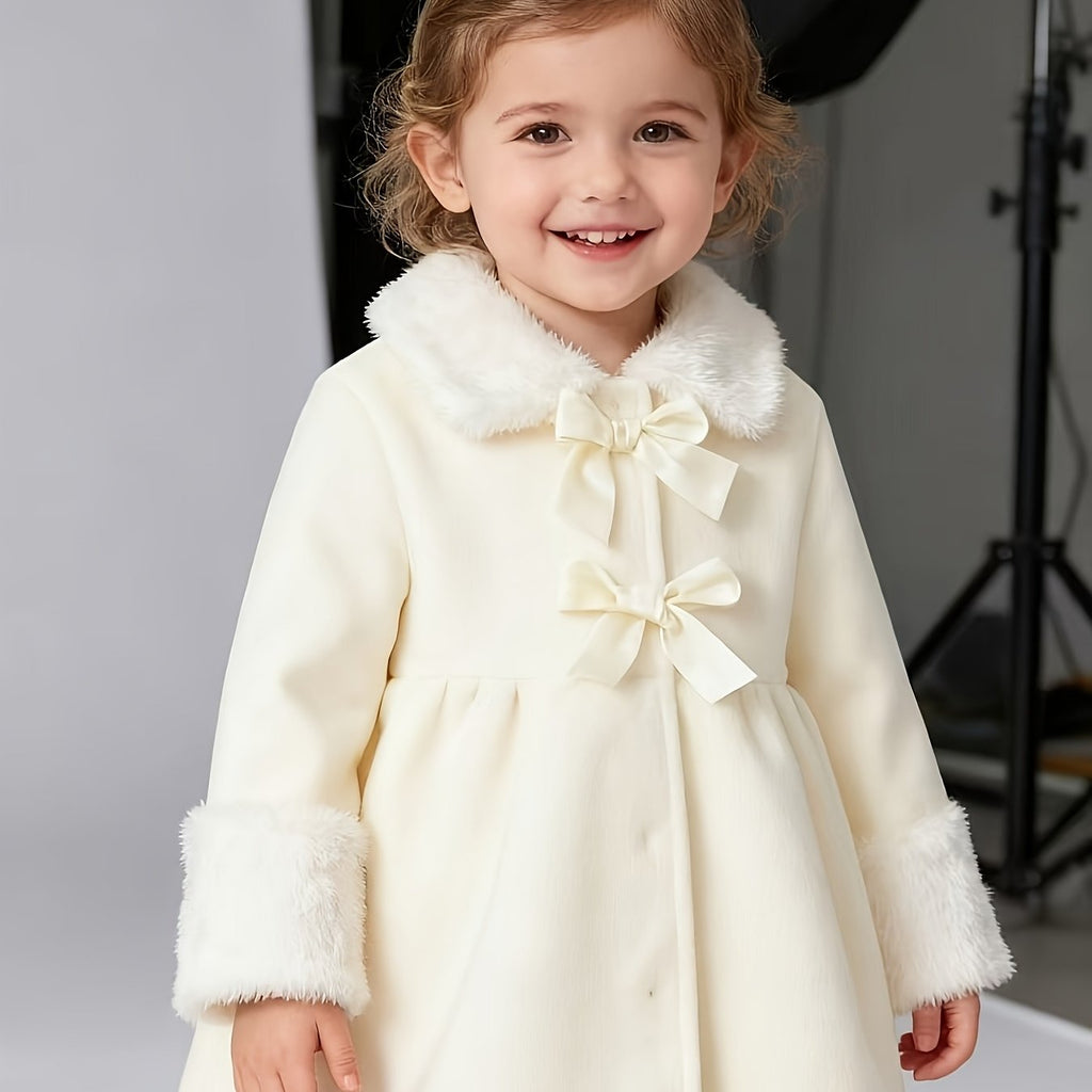 Cardigan ouvert beige polaire pour filles automne/hiver — Monptitlou