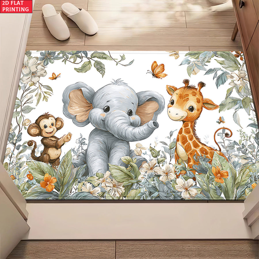 Tapis à motif animaux de la jungle en aquarelle, avec des girafes — Monptitlou