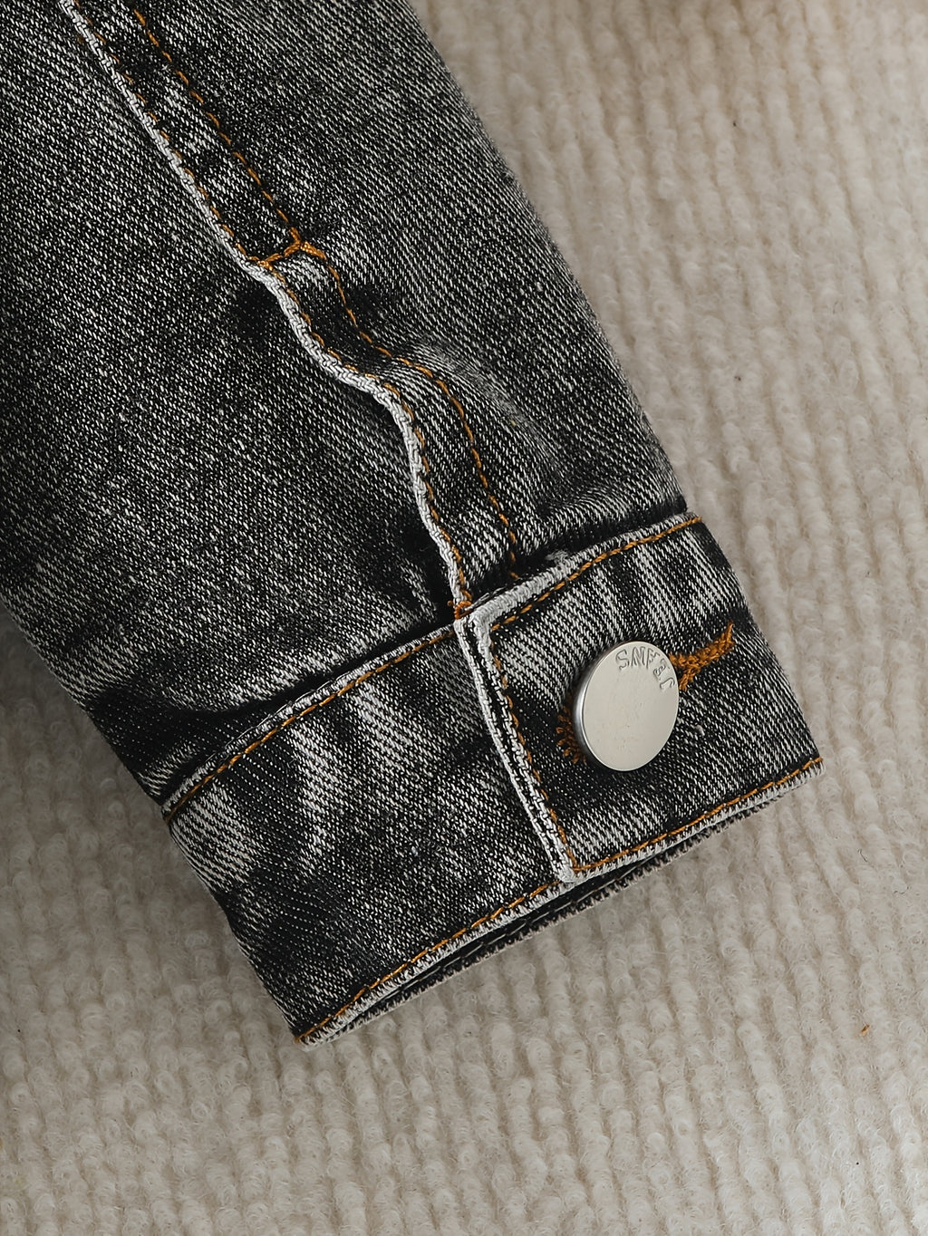 Veste en jean délavé bleu clair motif petit ours pour bébé garçon — Monptitlou