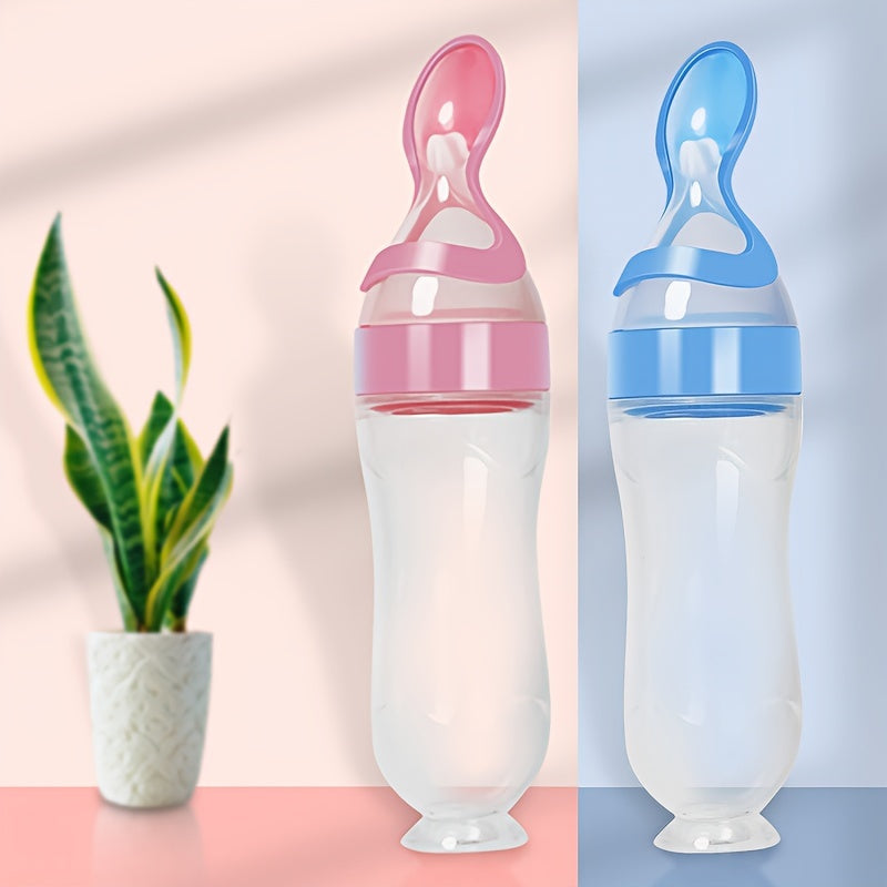 Tétine d'alimentation pour bébé en silicone avec cuillère et ventouse — Monptitlou