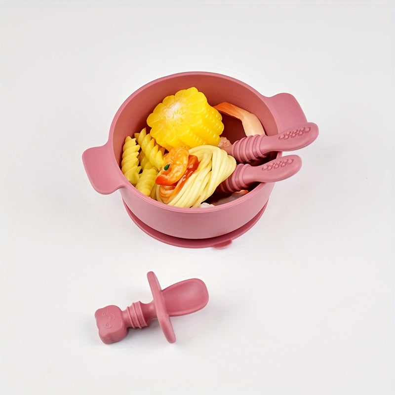 Lot de 4 cuillères et fourchettes en silicone pour bébé 0-3 ans, manche long et court, motif cartoon, alimentaire, pour 