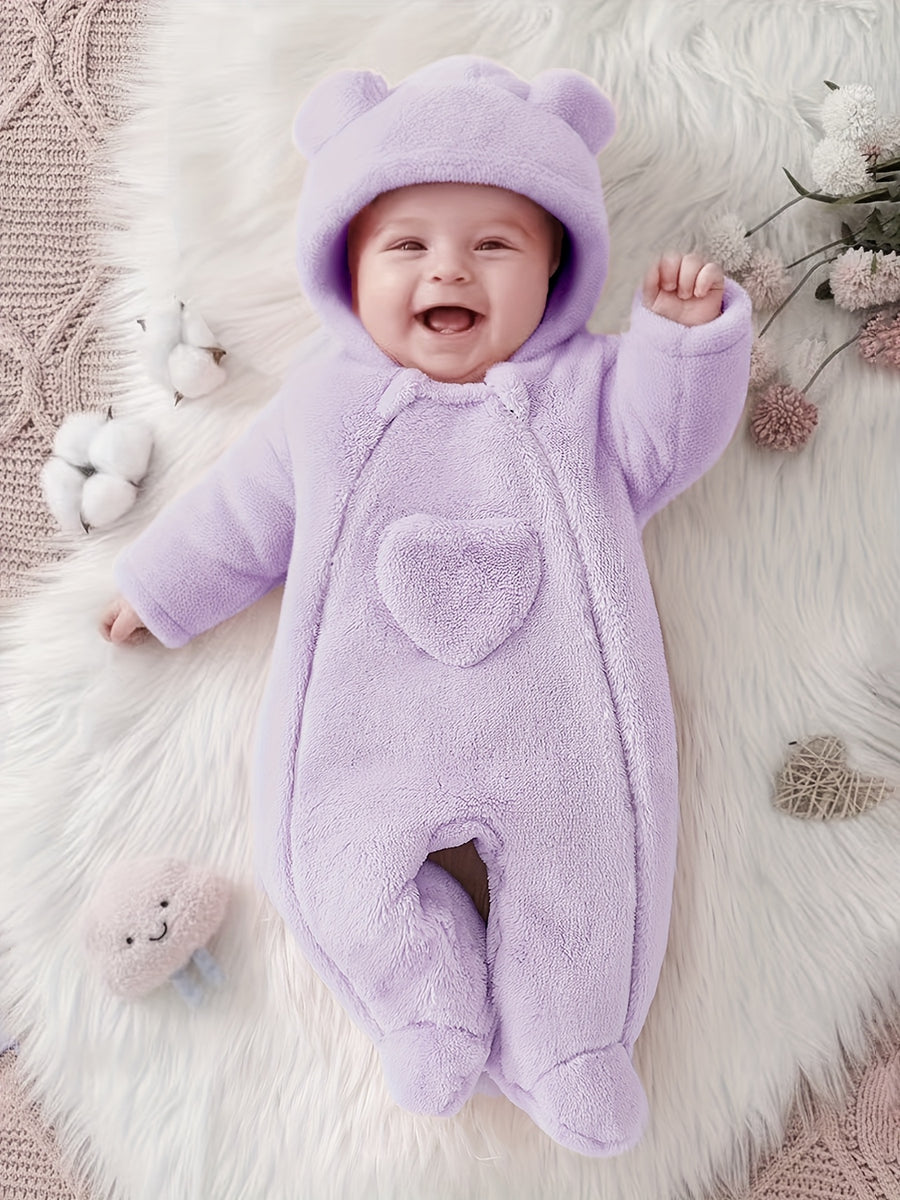 Combinaison bébé fille en peluche violette pour automne hiver — Monptitlou