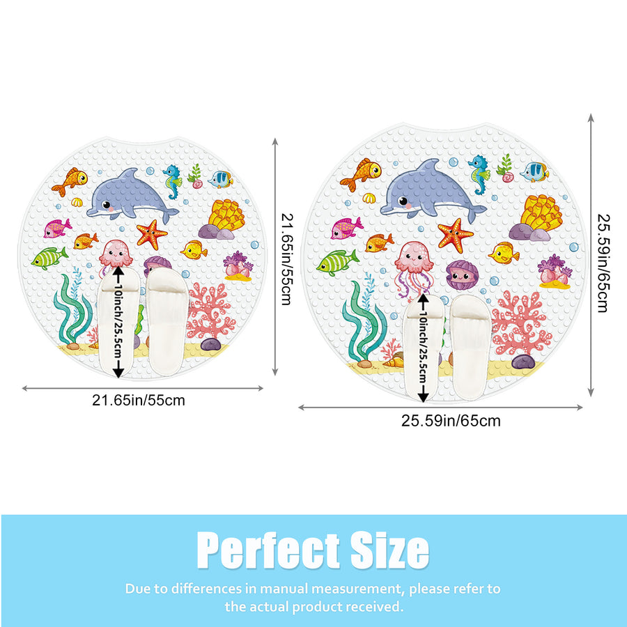 1 tapis de bain rond avec rainure — Monptitlou