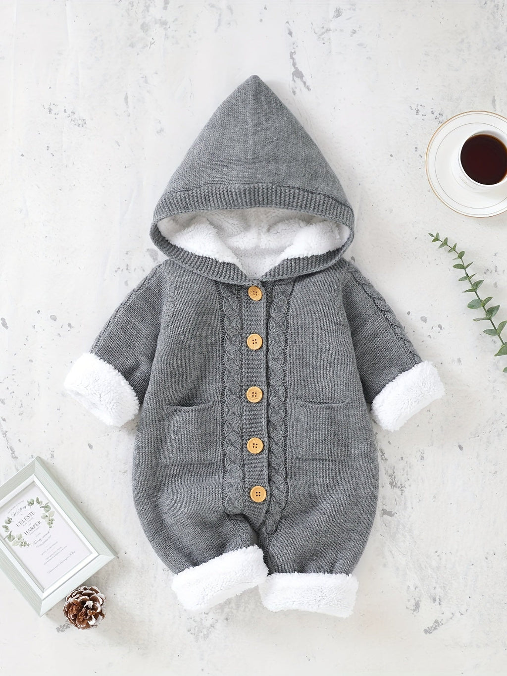 Combinaison tricotée en cachemire, à capuche et à manches longues, pour nouveau-nés, garçons et filles