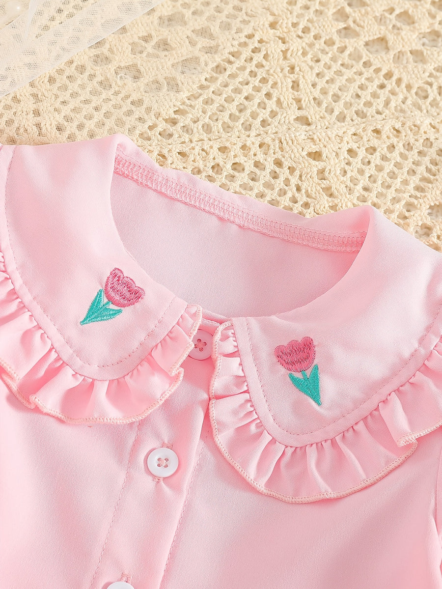 Chemise d'été à col poupée pour filles — Monptitlou