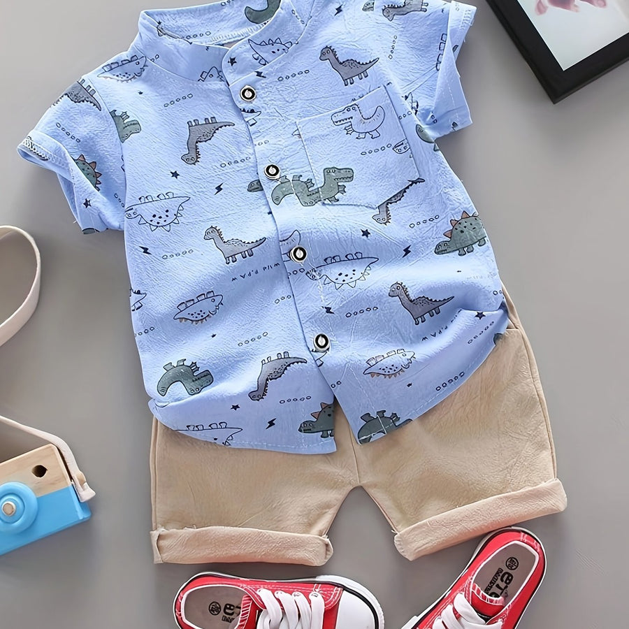 Chemise à manches courtes décontractée pour jeunes, motif animaux, été — Monptitlou