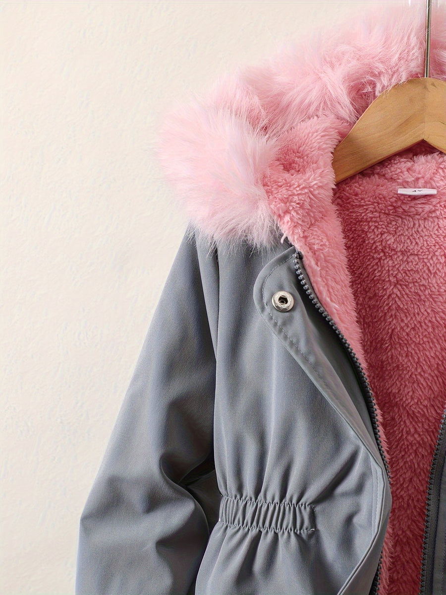 Manteau long à capuche doublé pour filles, automne hiver, décontracté