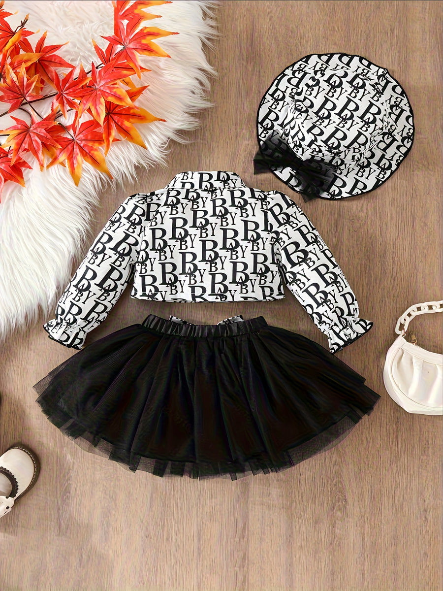 Pour filles : chemise à manches longues à bulles avec imprimé lettres — Monptitlou