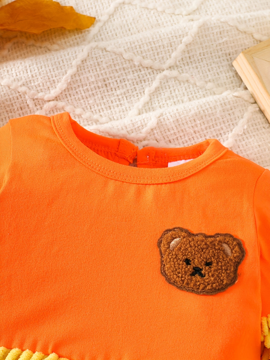 Body d'automne-hiver à manches longues pour garçons avec badge ours en — Monptitlou