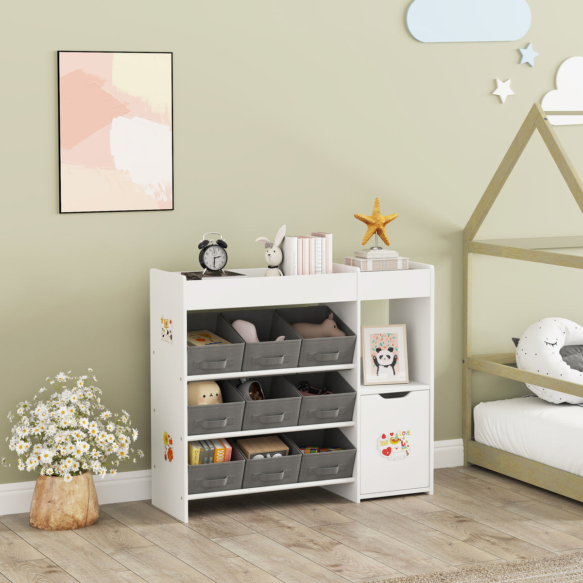 Meuble de rangement AIYAPLAY pour jouets 'S avec 9 tiroirs en tissu et — Monptitlou Image