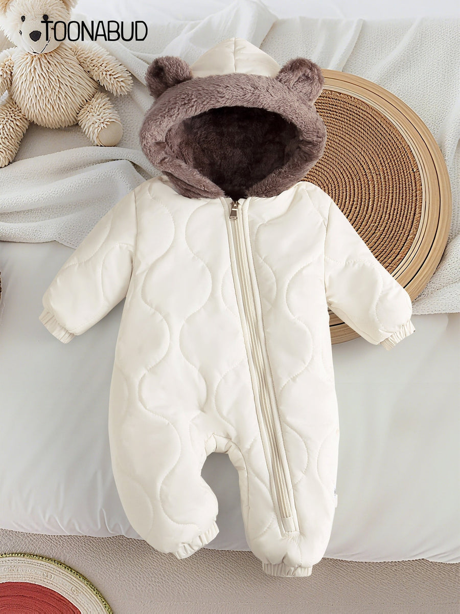 Combinaison d'hiver épaisse en polaire pour l'automne et l'hiver, résistante au froid, chaude, avec design oreilles mign