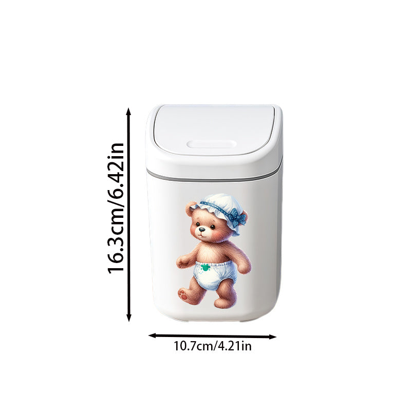 Poubelle de bureau compacte à pression avec motif ourson en bonnet — Monptitlou
