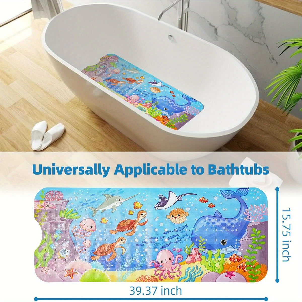Tapis de bain antidérapant à motif de dessin animé pour la baignoire — Monptitlou Image