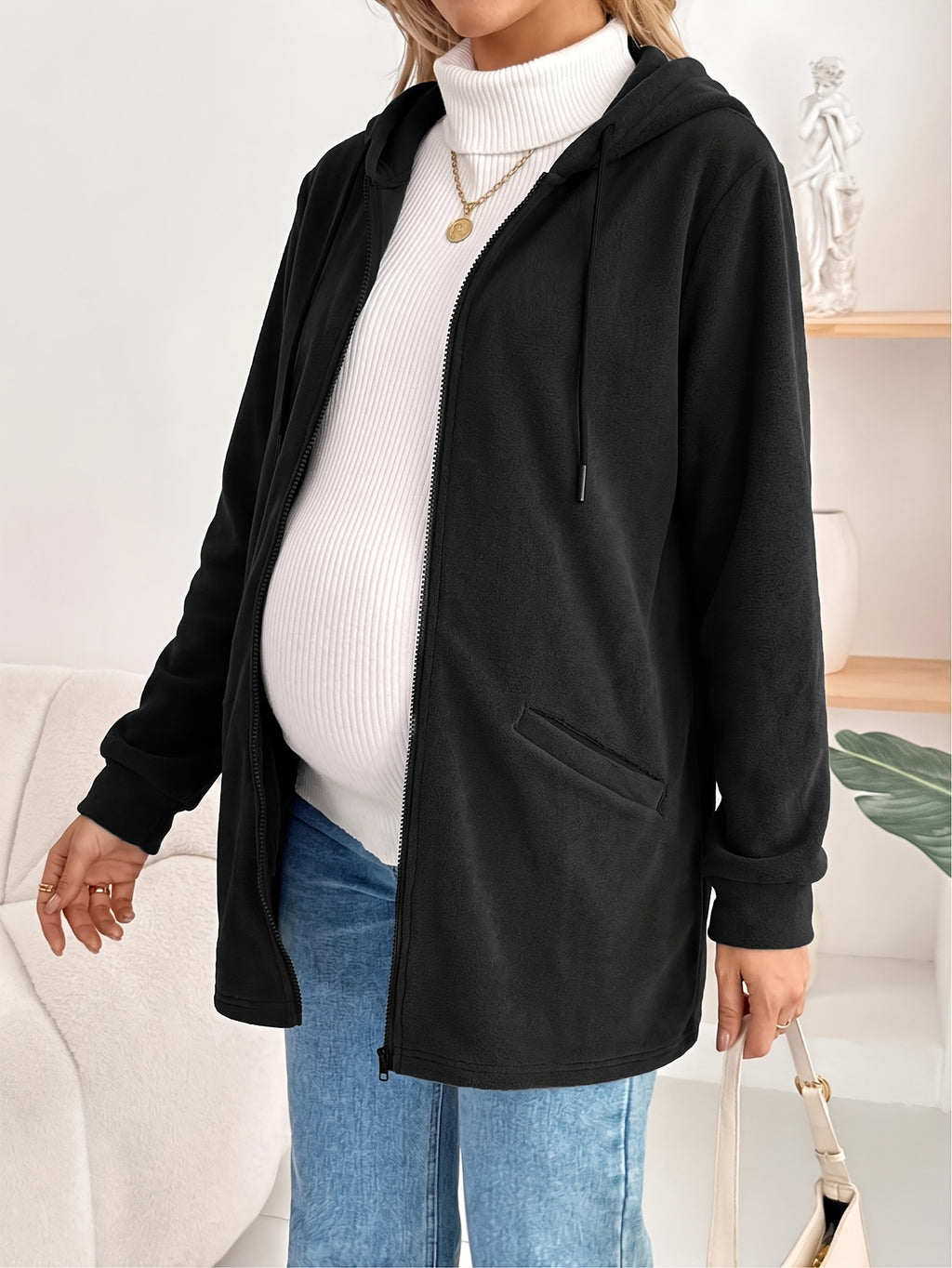 Maternité Hiver Couleur Unie Porte-Bébé Multifonctionnel Manteau Chaud — Monptitlou